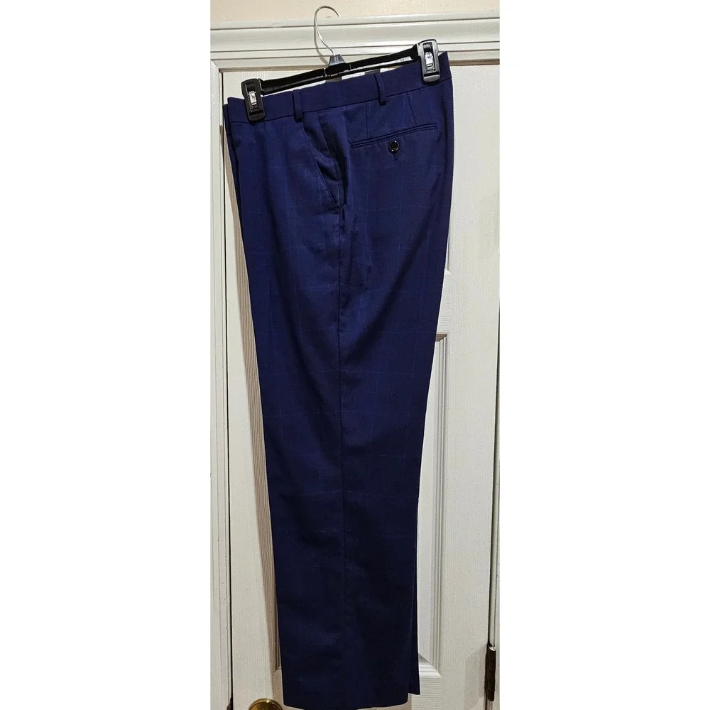 Lauren Ralph Lauren Blue Plaid Dress Pants Modern Fit Menswear - Picture 1 of 10